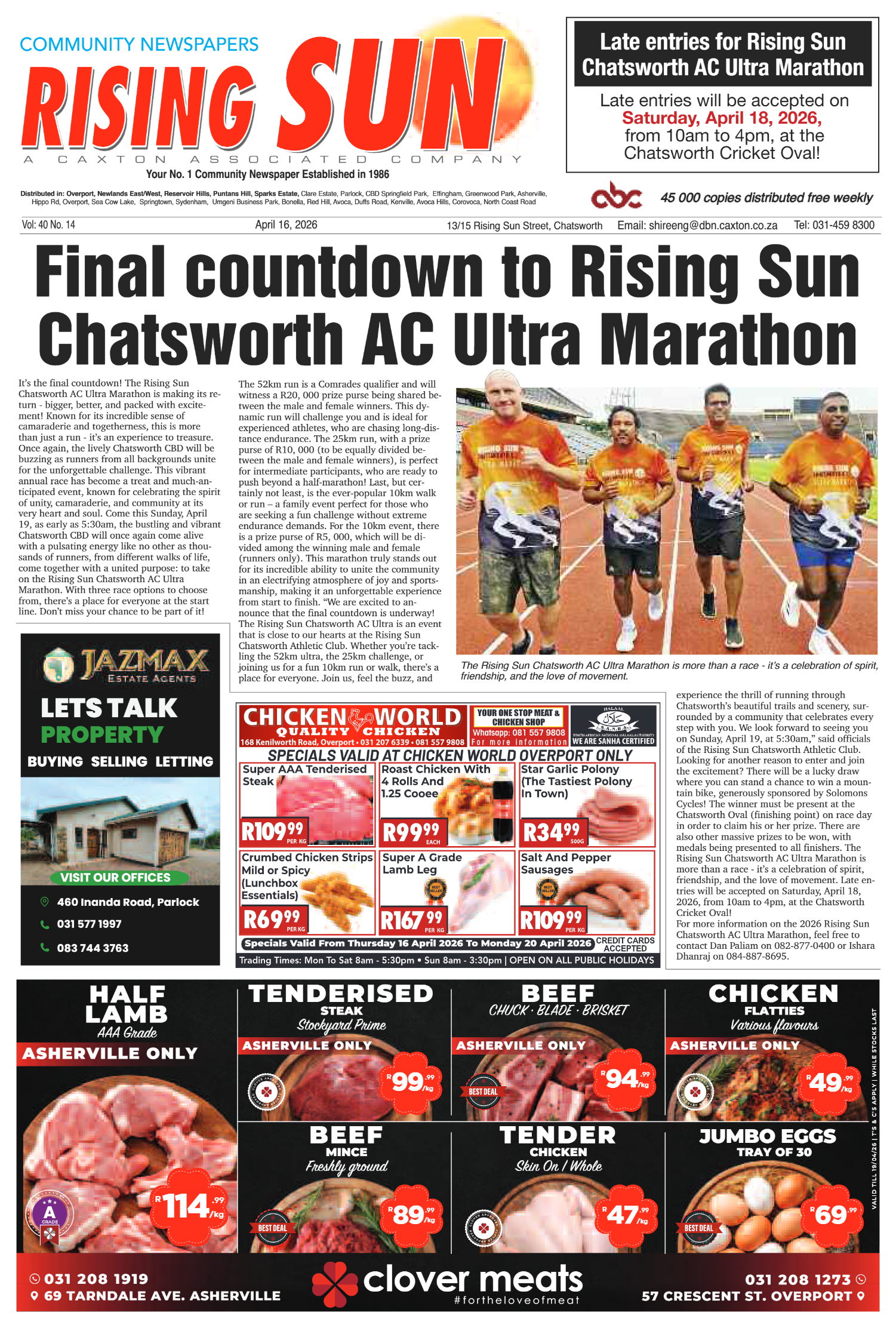 Rising Sun Overport E-Paper, April 16, 2026 page 1