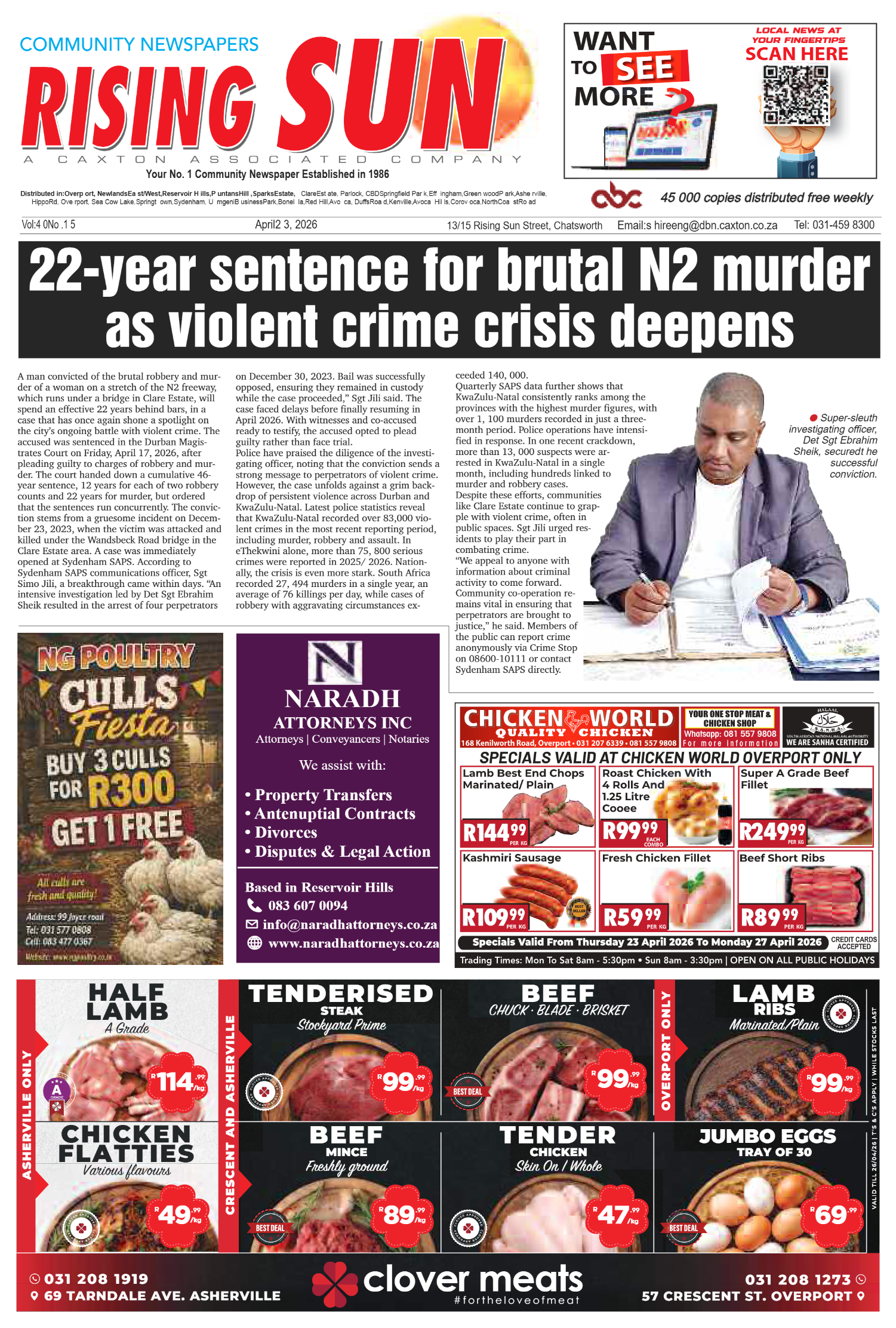 Rising Sun Overport E-Paper, April 23, 2026 page 1