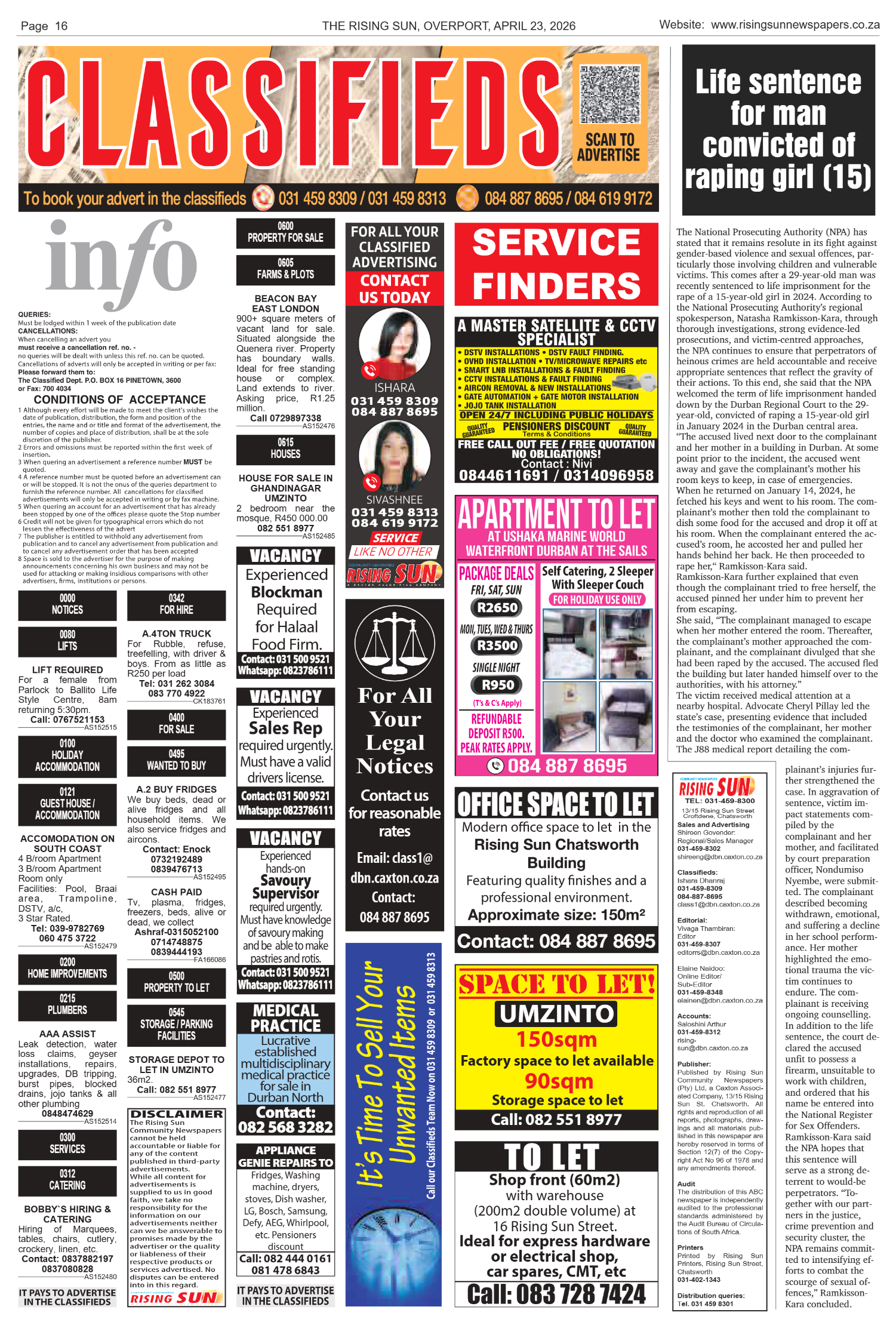 Rising Sun Overport E-Paper, April 23, 2026 page 16