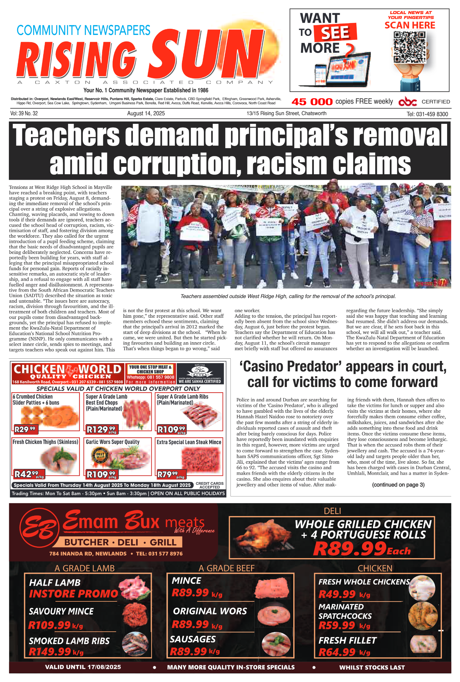 Rising Sun Overport E-Paper, August 14, 2025 page 1