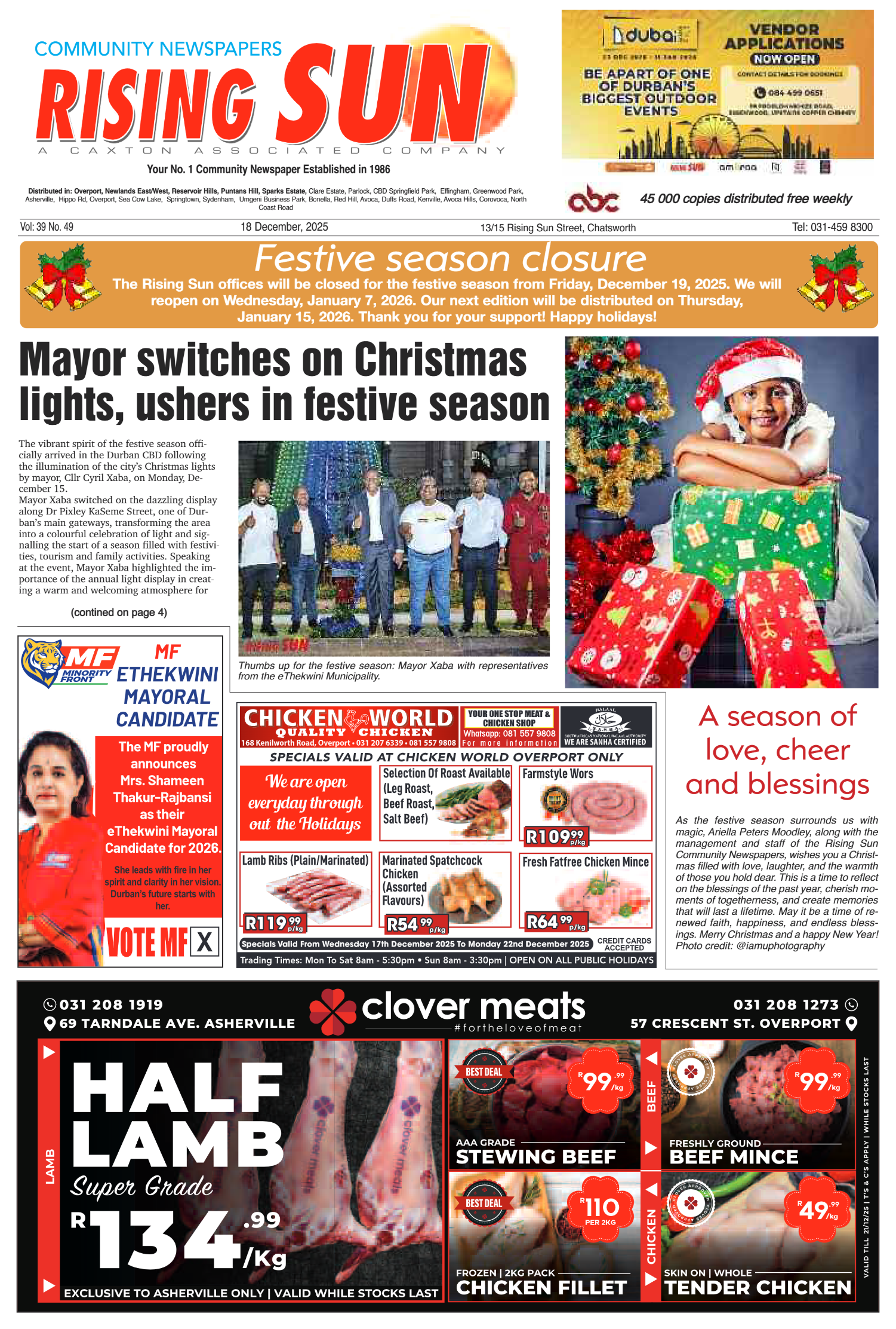 Rising Sun Overport E-Paper, December 18, 2025 page 1