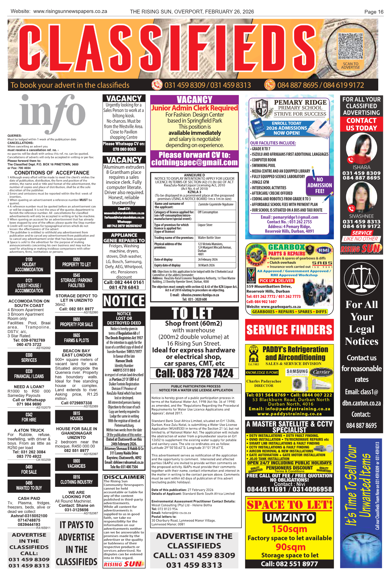 Rising Sun Overport E-Paper, February 26, 2026 page 16