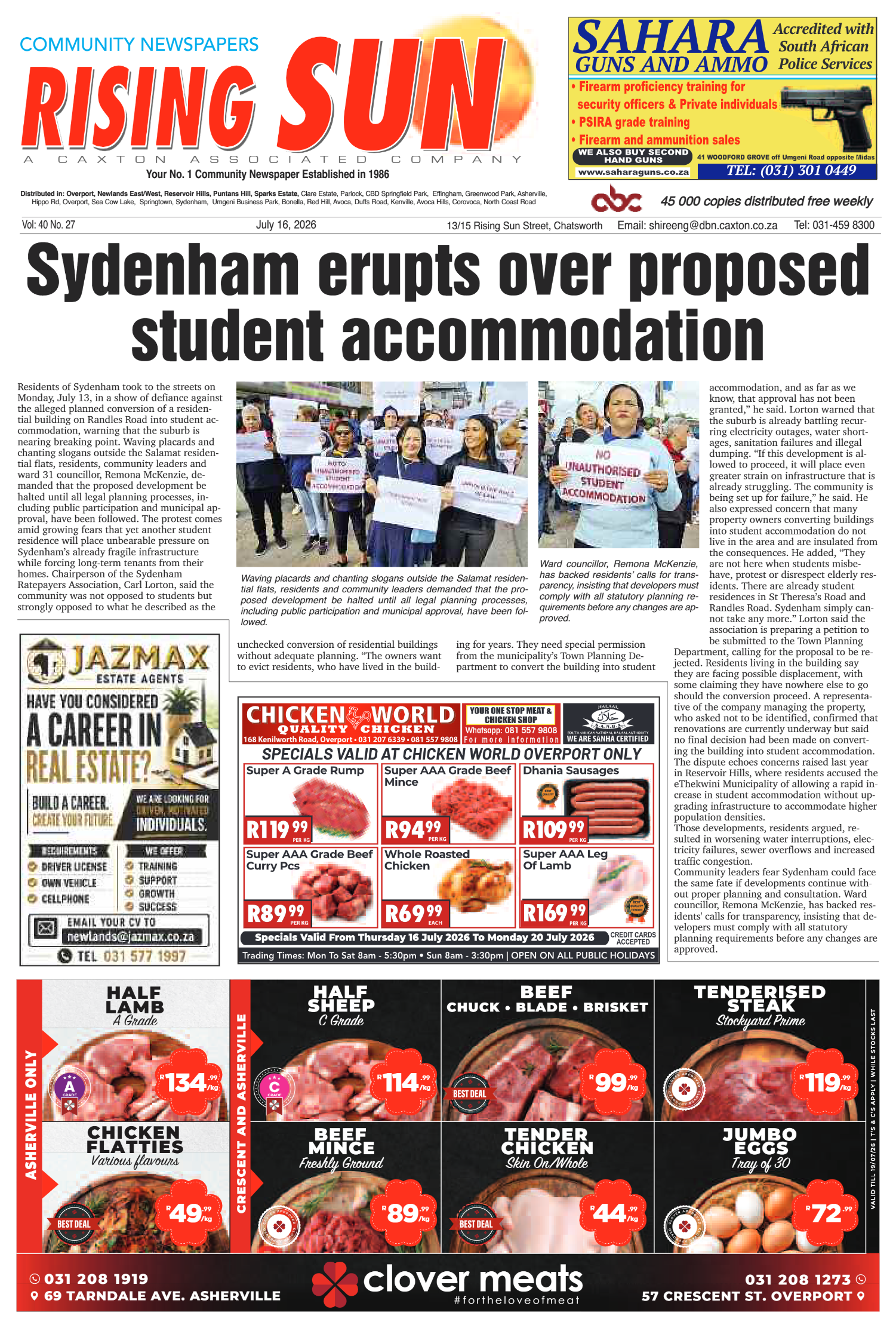 Rising Sun Overport E-Paper, July 16, 2026 page 1