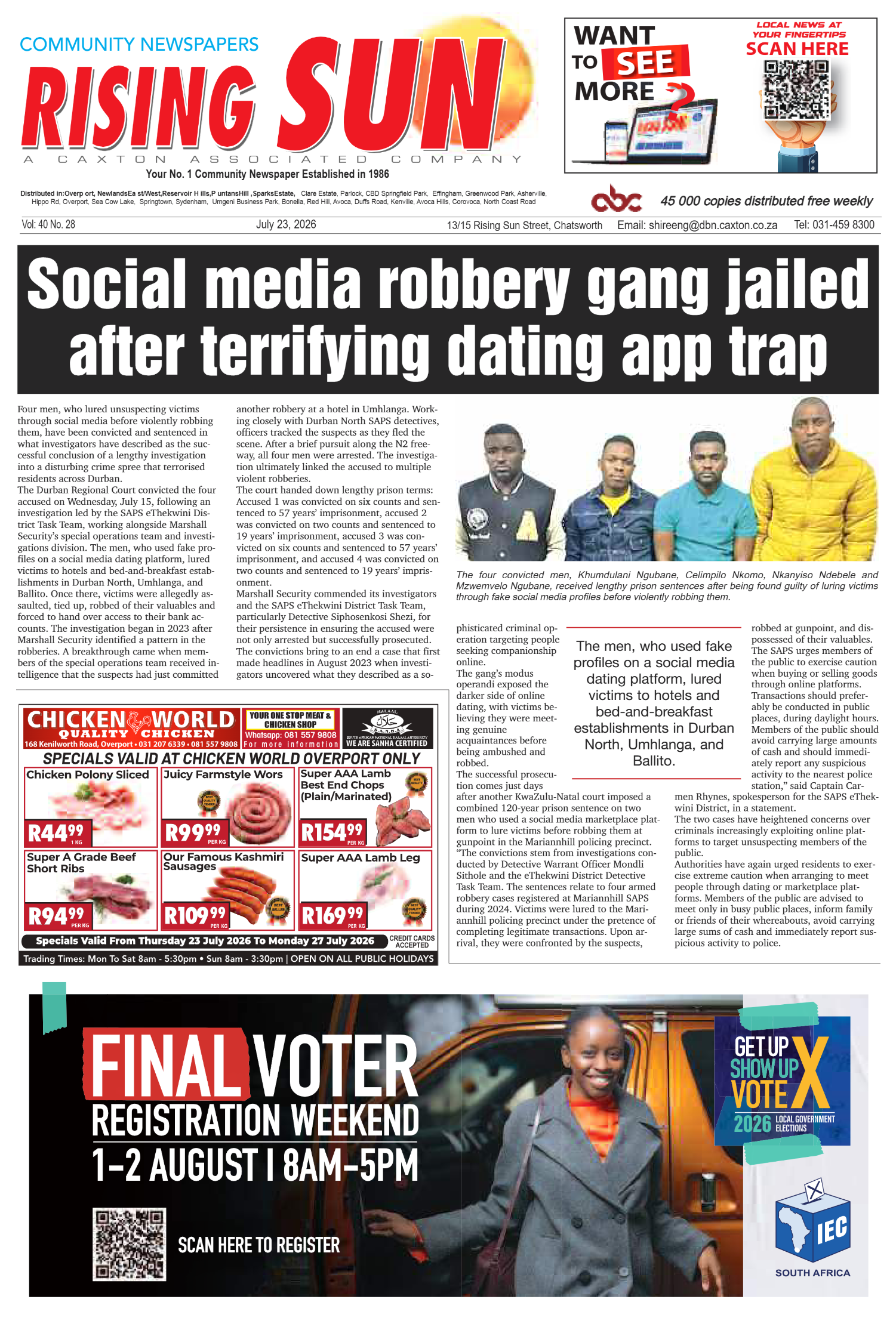 Rising Sun Overport E-Paper, July 23, 2026 page 1