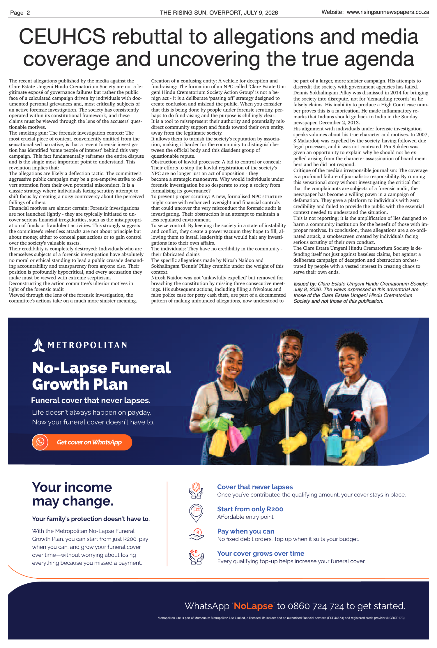 Rising Sun Overport E-Paper, July 9, 2026 page 2