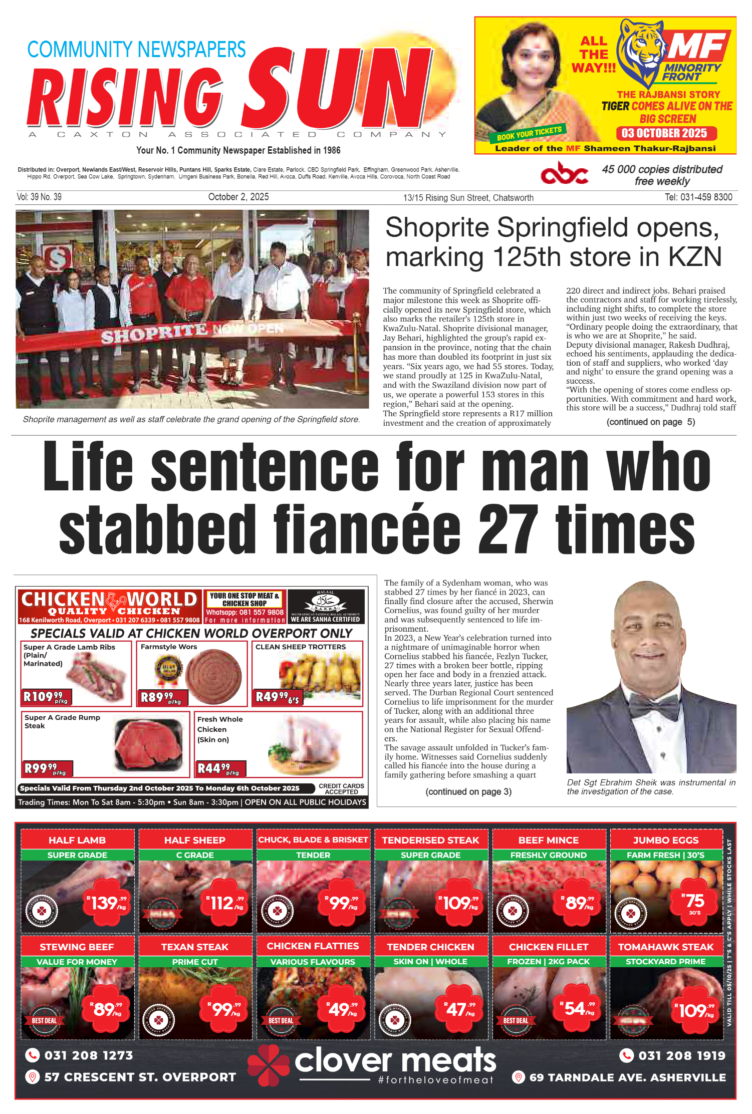 Rising Sun Overport E-Paper, October 2, 2025 page 1