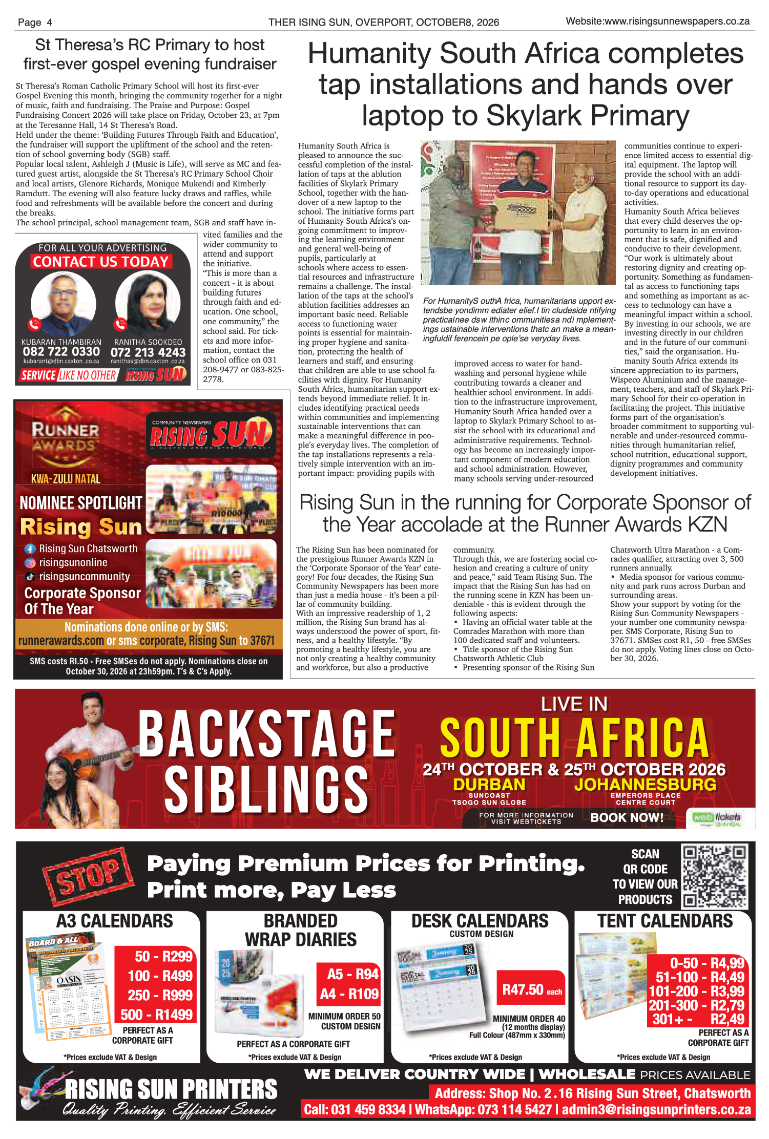 Rising Sun Overport E-Paper, October 8, 2026 | Rising Sun Newspapers